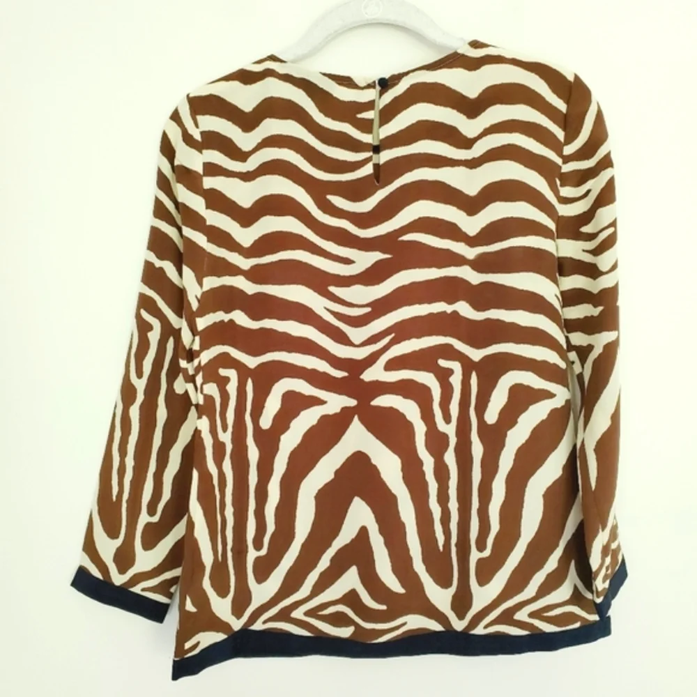 J. Crew Zebra Print Silk Top Women Size 0